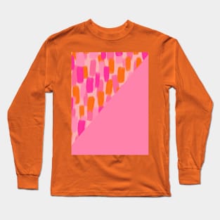 Pink and Orange Brush Stroke Colour Block Long Sleeve T-Shirt